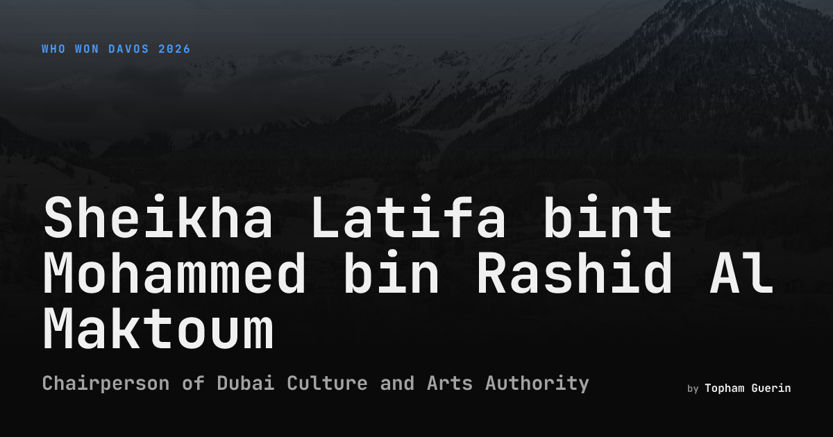 Sheikha Latifa bint Mohammed bin Rashid Al Maktoum | Who Won Davos 2026